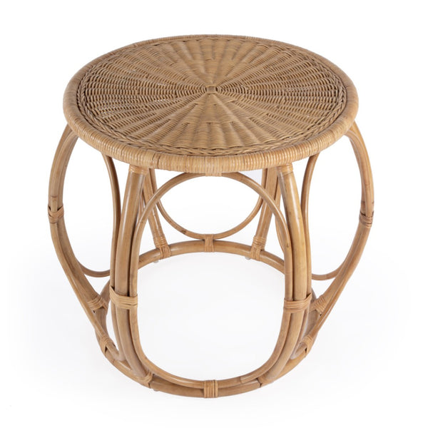 HomeRoots 24" Natural Rattan Round Drum End Table – Bohemian Chic, Lightweight, Versatile Accent for Any Space 634870