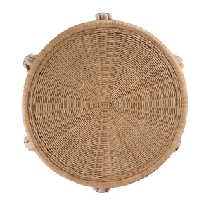 HomeRoots 24" Natural Rattan Round Drum End Table – Bohemian Chic, Lightweight, Versatile Accent for Any Space 634870