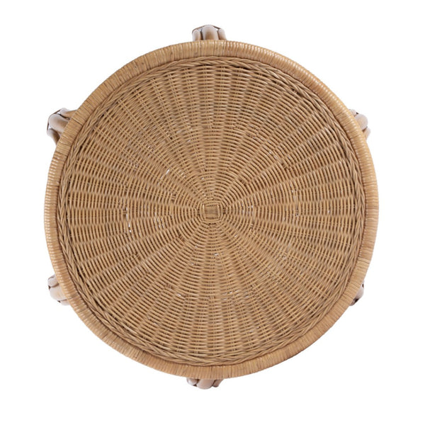 HomeRoots 24" Natural Rattan Round Drum End Table – Bohemian Chic, Lightweight, Versatile Accent for Any Space 634870