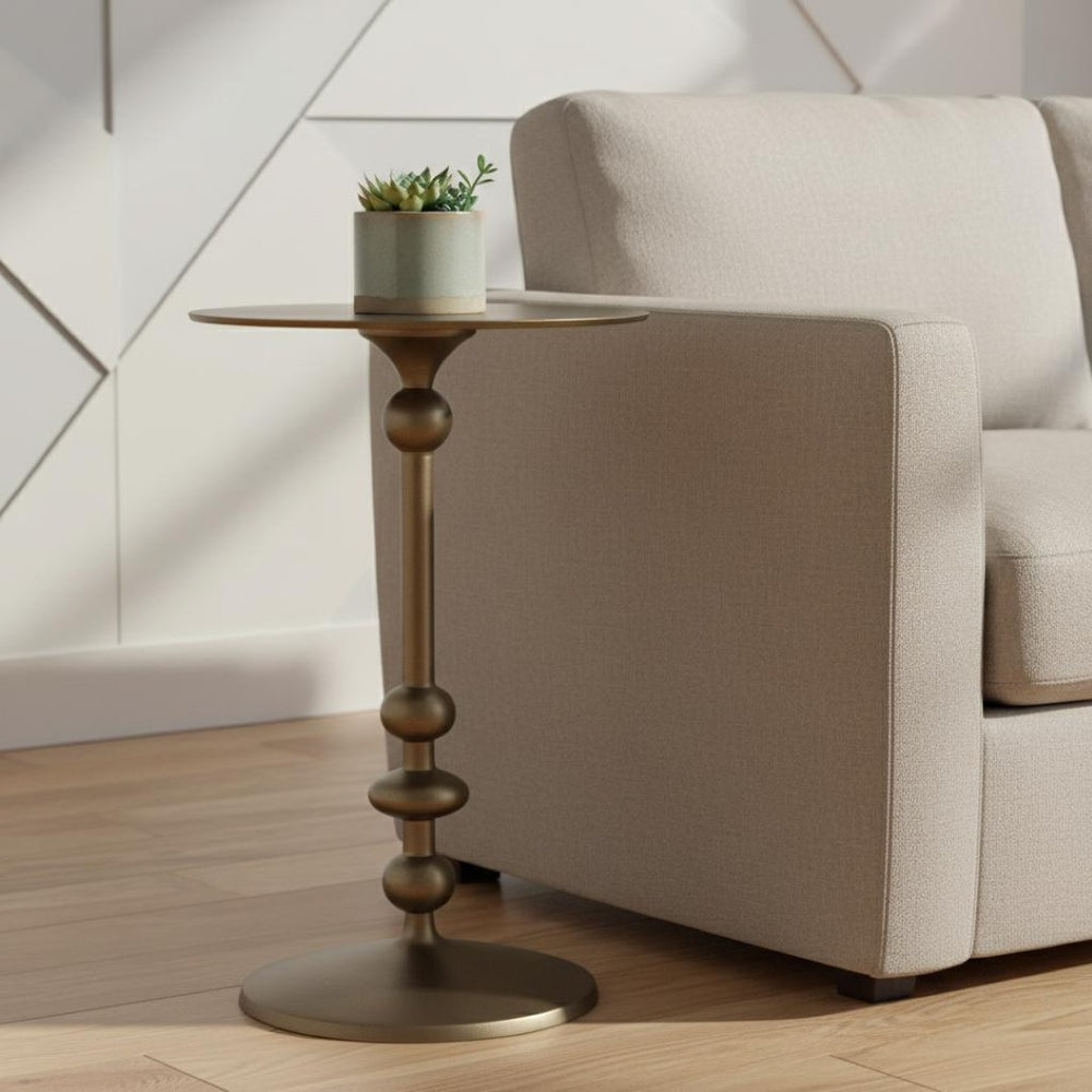 HomeRoots 19" Handcrafted Bronze Aluminum Pedestal End Table - Stylish Accent for Small Spaces & Entryways 634873