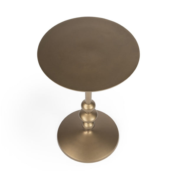 HomeRoots 19" Handcrafted Bronze Aluminum Pedestal End Table - Stylish Accent for Small Spaces & Entryways 634873