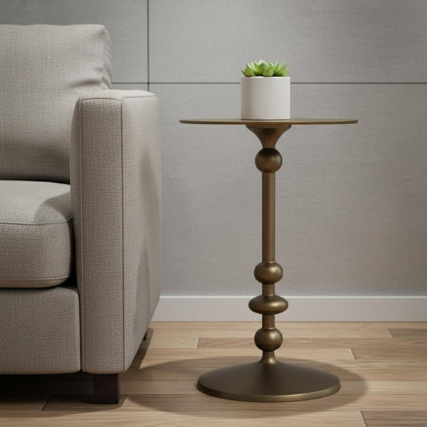 HomeRoots 19" Handcrafted Bronze Aluminum Pedestal End Table - Stylish Accent for Small Spaces & Entryways 634873