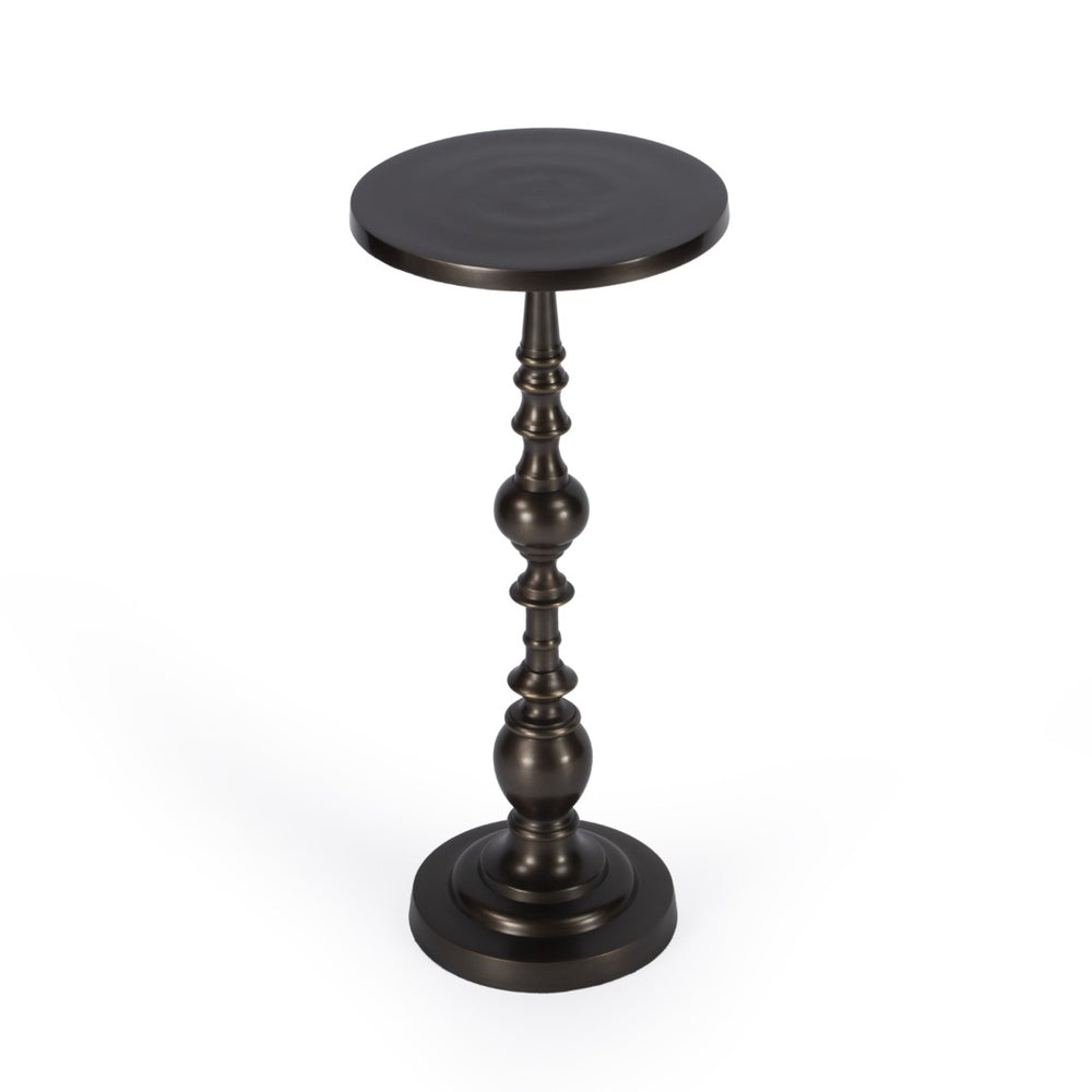 HomeRoots 23" Elegant Bronze Metal Round Pedestal End Table – Versatile Design for Living Room & Bedroom Use 634874