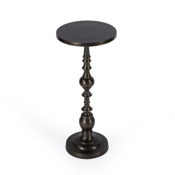 HomeRoots 23" Elegant Bronze Metal Round Pedestal End Table – Versatile Design for Living Room & Bedroom Use 634874