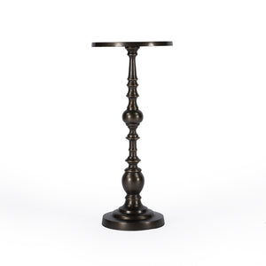 HomeRoots 23" Elegant Bronze Metal Round Pedestal End Table – Versatile Design for Living Room & Bedroom Use 634874
