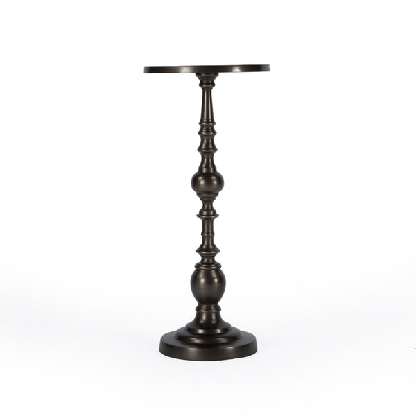 HomeRoots 23" Elegant Bronze Metal Round Pedestal End Table – Versatile Design for Living Room & Bedroom Use 634874