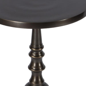 HomeRoots 23" Elegant Bronze Metal Round Pedestal End Table – Versatile Design for Living Room & Bedroom Use 634874