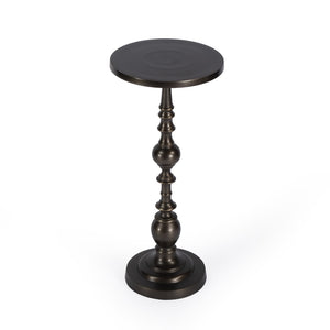 HomeRoots 23" Elegant Bronze Metal Round Pedestal End Table – Versatile Design for Living Room & Bedroom Use 634874