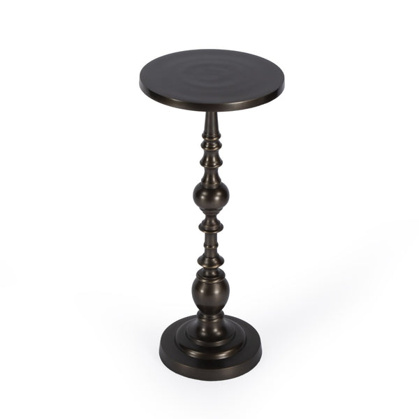 HomeRoots 23" Elegant Bronze Metal Round Pedestal End Table – Versatile Design for Living Room & Bedroom Use 634874