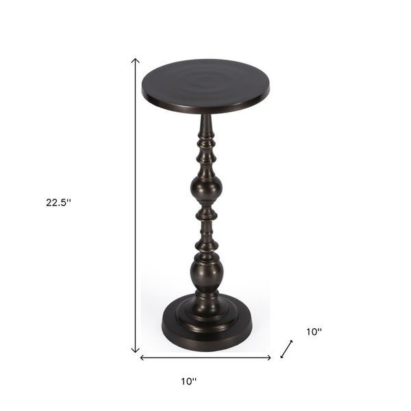 HomeRoots 23" Elegant Bronze Metal Round Pedestal End Table – Versatile Design for Living Room & Bedroom Use 634874