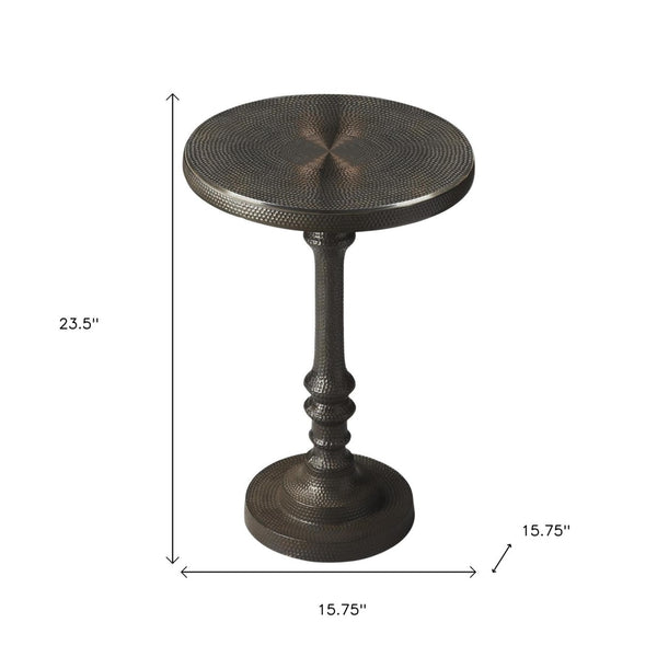 HomeRoots 24" Bronze Metal Pedestal End Table - Sleek, Stylish, and Versatile Accent for Any Space Decor 634875