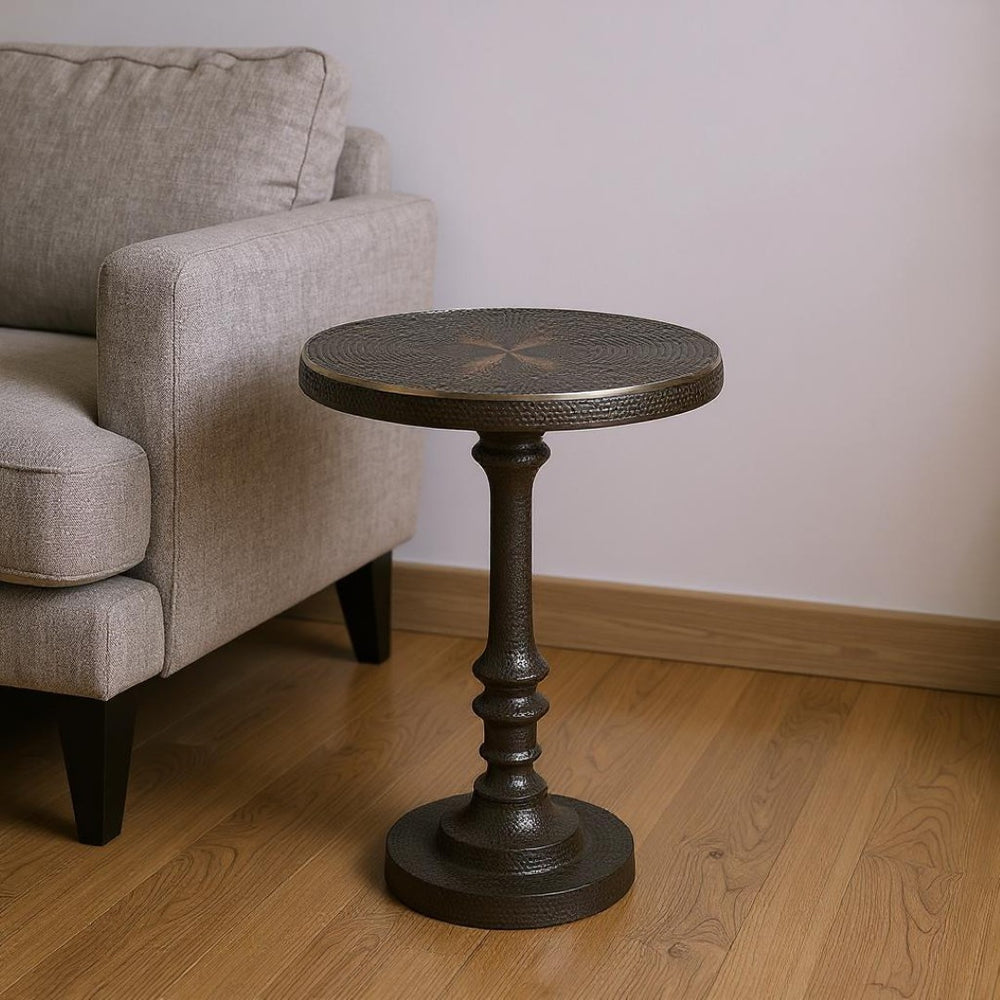 HomeRoots 24" Bronze Metal Pedestal End Table - Sleek, Stylish, and Versatile Accent for Any Space Decor 634875