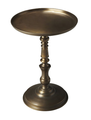 HomeRoots 24" Bronze Metal Round Pedestal End Table - Stylish, Versatile Accent for Any Room Decor & Use 634876