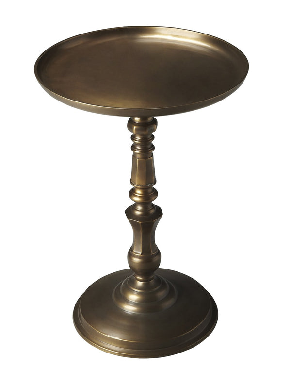 HomeRoots 24" Bronze Metal Round Pedestal End Table - Stylish, Versatile Accent for Any Room Decor & Use 634876