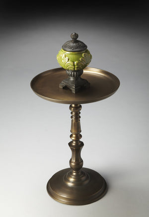 HomeRoots 24" Bronze Metal Round Pedestal End Table - Stylish, Versatile Accent for Any Room Decor & Use 634876