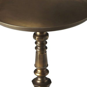 HomeRoots 24" Bronze Metal Round Pedestal End Table - Stylish, Versatile Accent for Any Room Decor & Use 634876