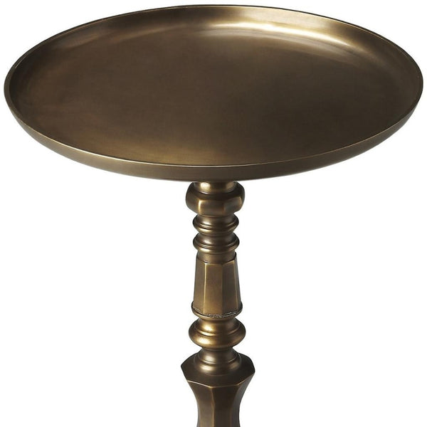 HomeRoots 24" Bronze Metal Round Pedestal End Table - Stylish, Versatile Accent for Any Room Decor & Use 634876