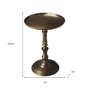 HomeRoots 24" Bronze Metal Round Pedestal End Table - Stylish, Versatile Accent for Any Room Decor & Use 634876