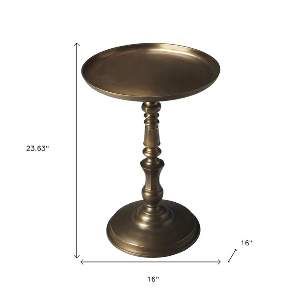 HomeRoots 24" Bronze Metal Round Pedestal End Table - Stylish, Versatile Accent for Any Room Decor & Use 634876