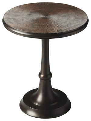 HomeRoots 22" Bronze Metal Pedestal End Table - Stylish, Compact Design for Living Rooms & Small Spaces 634877