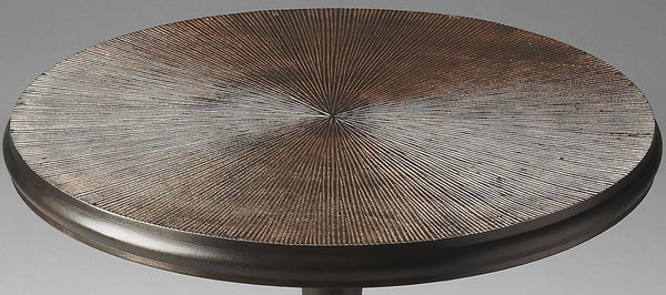 HomeRoots 22" Bronze Metal Pedestal End Table - Stylish, Compact Design for Living Rooms & Small Spaces 634877