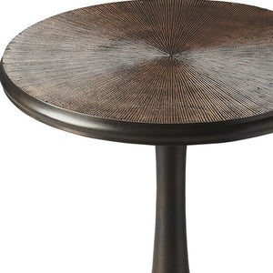 HomeRoots 22" Bronze Metal Pedestal End Table - Stylish, Compact Design for Living Rooms & Small Spaces 634877