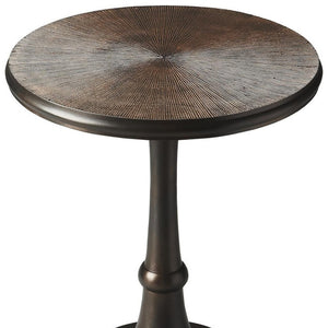 HomeRoots 22" Bronze Metal Pedestal End Table - Stylish, Compact Design for Living Rooms & Small Spaces 634877