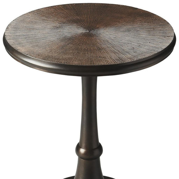 HomeRoots 22" Bronze Metal Pedestal End Table - Stylish, Compact Design for Living Rooms & Small Spaces 634877