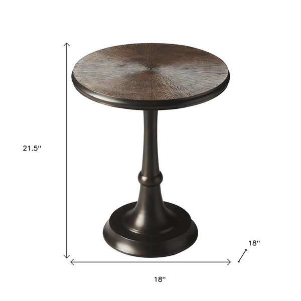 HomeRoots 22" Bronze Metal Pedestal End Table - Stylish, Compact Design for Living Rooms & Small Spaces 634877