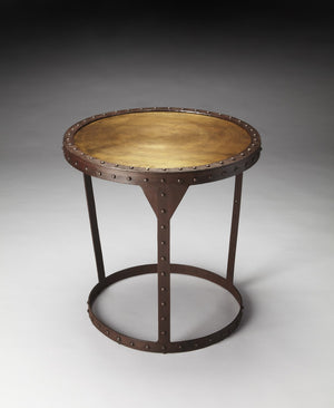 HomeRoots 24" Copper and Bronze Round Pedestal End Table - Elegant Accent for Living Room, Entryway, and More! 634878