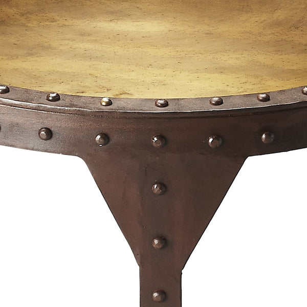 HomeRoots 24" Copper and Bronze Round Pedestal End Table - Elegant Accent for Living Room, Entryway, and More! 634878
