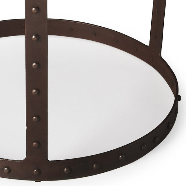 HomeRoots 24" Copper and Bronze Round Pedestal End Table - Elegant Accent for Living Room, Entryway, and More! 634878