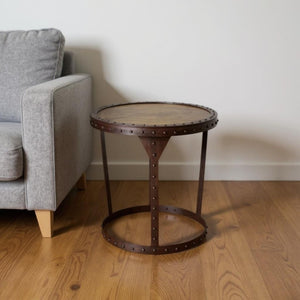 HomeRoots 24" Copper and Bronze Round Pedestal End Table - Elegant Accent for Living Room, Entryway, and More! 634878
