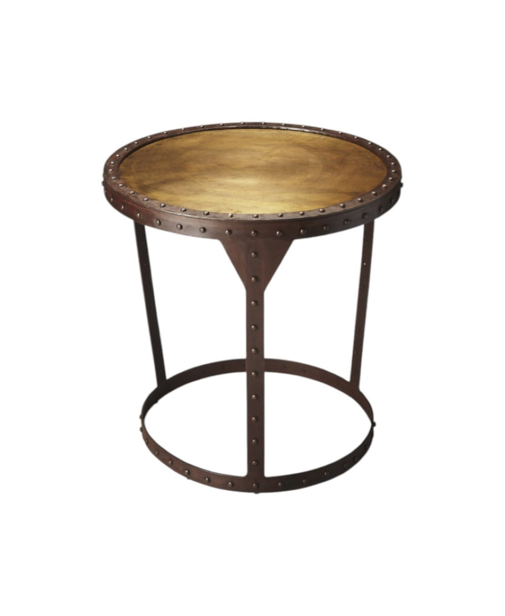 HomeRoots 24" Copper and Bronze Round Pedestal End Table - Elegant Accent for Living Room, Entryway, and More! 634878