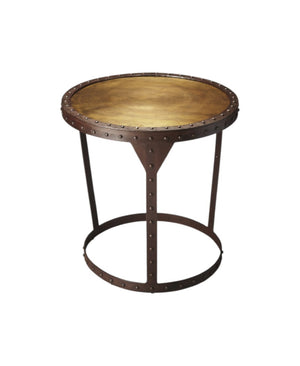 HomeRoots 24" Copper and Bronze Round Pedestal End Table - Elegant Accent for Living Room, Entryway, and More! 634878