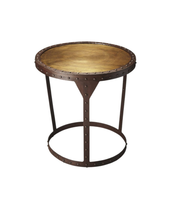 HomeRoots 24" Copper and Bronze Round Pedestal End Table - Elegant Accent for Living Room, Entryway, and More! 634878
