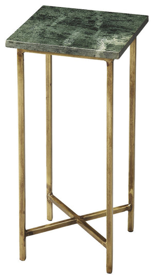 HomeRoots 21" Green Marble End Table with Gold Iron Base - Elegant, Compact Design for Living Spaces & More 634879