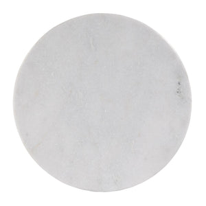 HomeRoots 25" Chic White Marble & Black Aluminum Round Pedestal End Table - Modern Accent for Any Space 634880