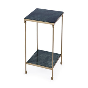 HomeRoots 24" Green Marble and Gold Iron Square End Table – Elegant Storage Solution for Modern Spaces 634882