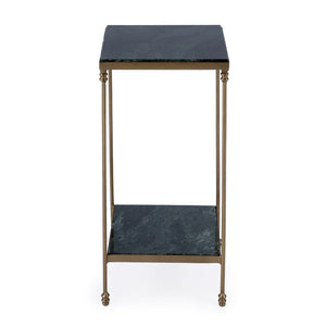 HomeRoots 24" Green Marble and Gold Iron Square End Table – Elegant Storage Solution for Modern Spaces 634882