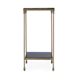 HomeRoots 24" Green Marble and Gold Iron Square End Table – Elegant Storage Solution for Modern Spaces 634882