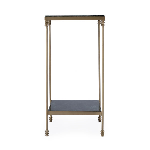 HomeRoots 24" Green Marble and Gold Iron Square End Table – Elegant Storage Solution for Modern Spaces 634882