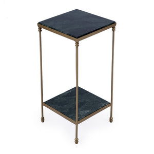HomeRoots 24" Green Marble and Gold Iron Square End Table – Elegant Storage Solution for Modern Spaces 634882