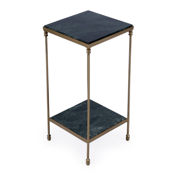 HomeRoots 24" Green Marble and Gold Iron Square End Table – Elegant Storage Solution for Modern Spaces 634882