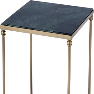 HomeRoots 24" Green Marble and Gold Iron Square End Table – Elegant Storage Solution for Modern Spaces 634882