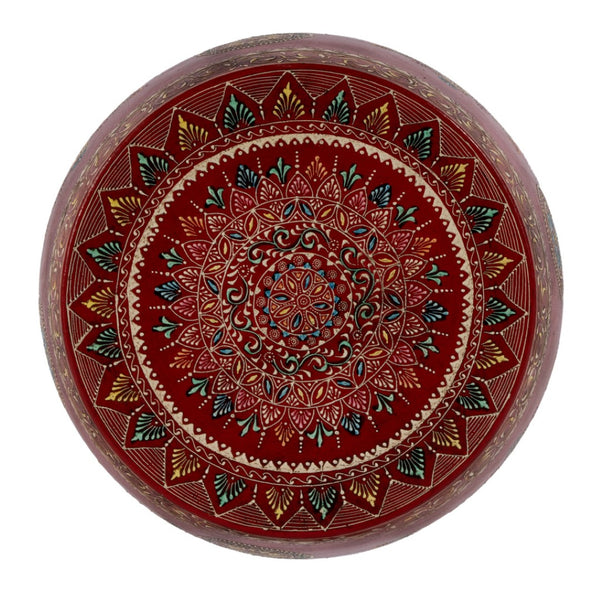 HomeRoots 18" Hand-Painted Floral Iron Drum End Table - Colorful, Artisan Charm for Living Spaces & Small Areas 634883