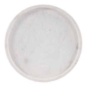 HomeRoots 25" Elegant White Marble and Black Iron Round Pedestal End Table – Perfect Accent for Any Space! 634884