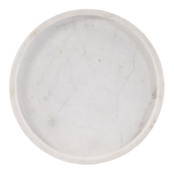 HomeRoots 25" Elegant White Marble and Black Iron Round Pedestal End Table – Perfect Accent for Any Space! 634884