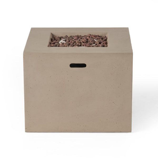 English Elm Aidan Concrete Square Fire Pit Outdoor Patio Gathering Focal Point with 40000 BTU Heat 63490.00LGRY-40K