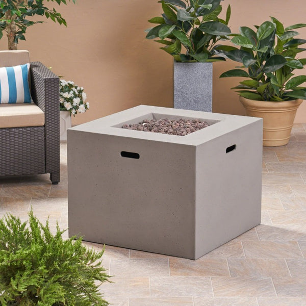 English Elm Aidan Concrete Square Fire Pit Outdoor Patio Gathering Focal Point with 40000 BTU Heat 63490.00LGRY-40K